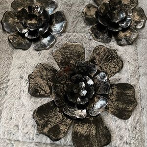 3 piece metal flower wall decor